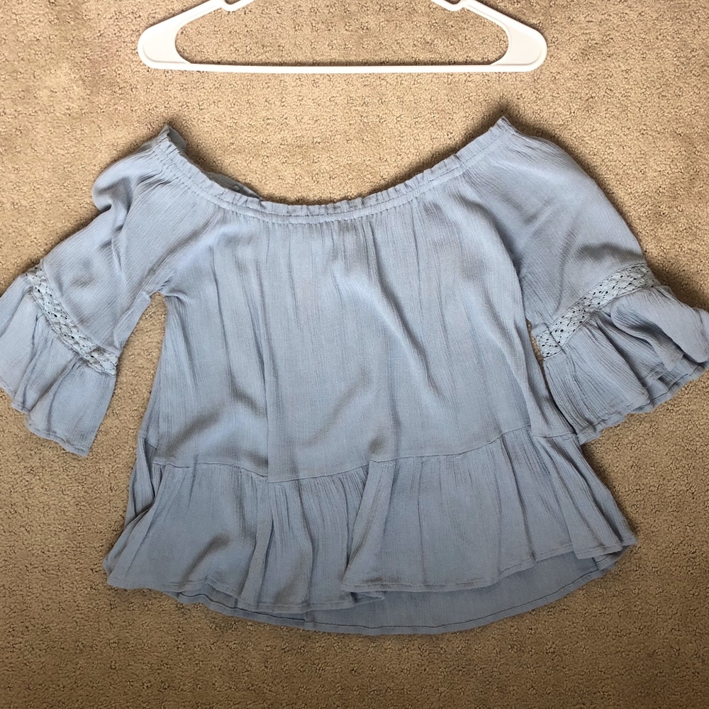 Blue off the shoulder top